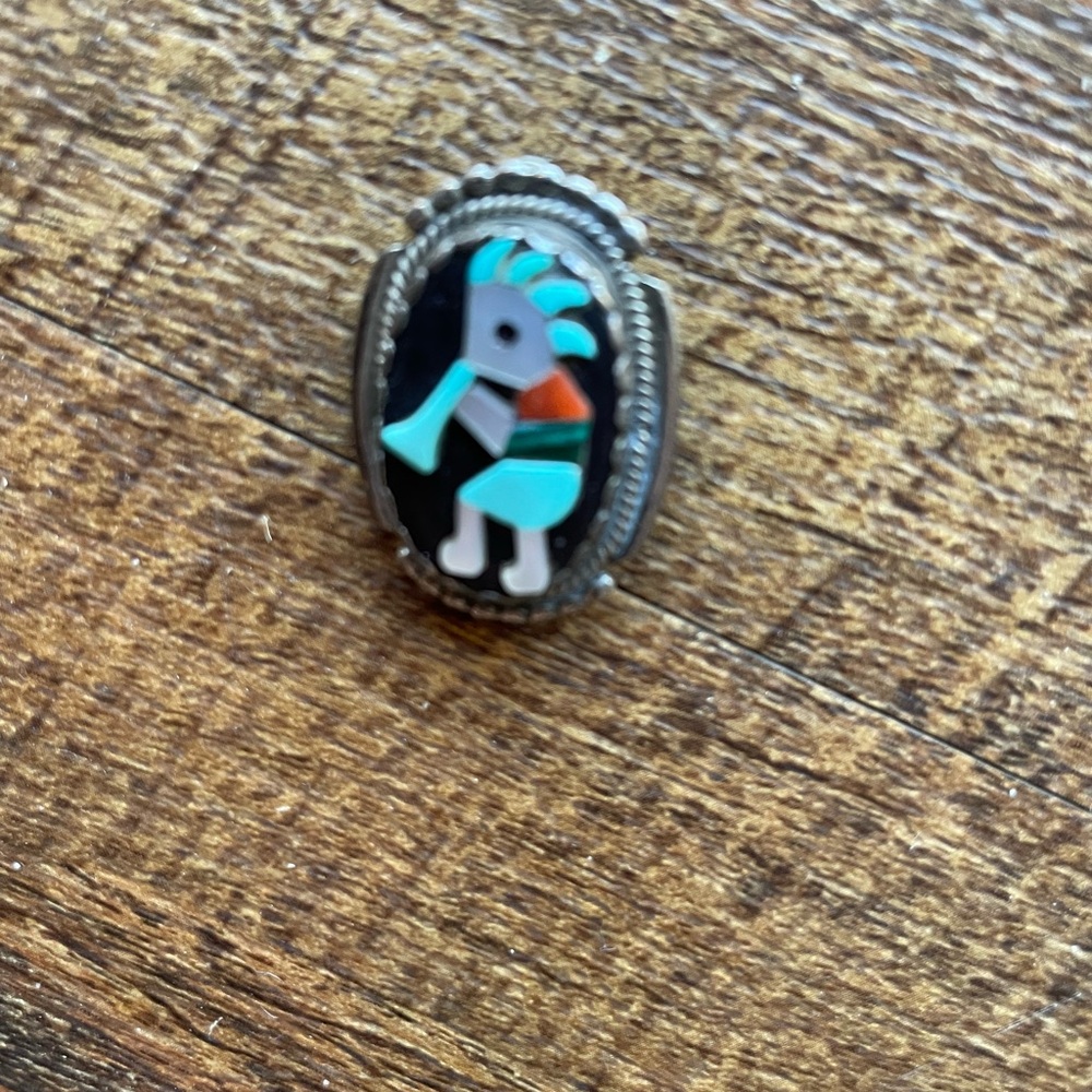 Vintage Inlay Kokopelli Ring